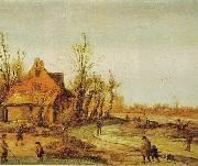 Esaias Van de Velde A Winter Landscape oil painting reproduction